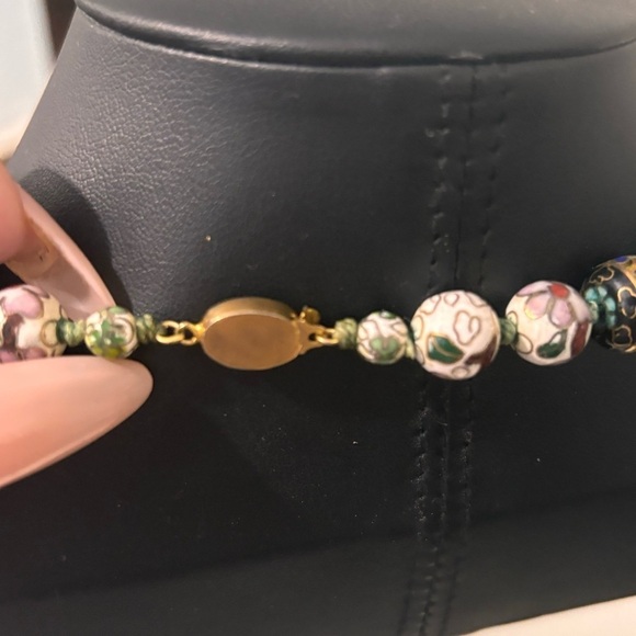 Fabulous Vintage chinese Cloisonné and malachite long necklace - Picture 7 of 8